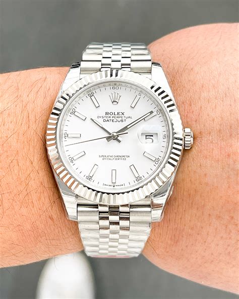 rolex datejust 41 roman numerals white dial|Rolex Datejust 41 smooth bezel.